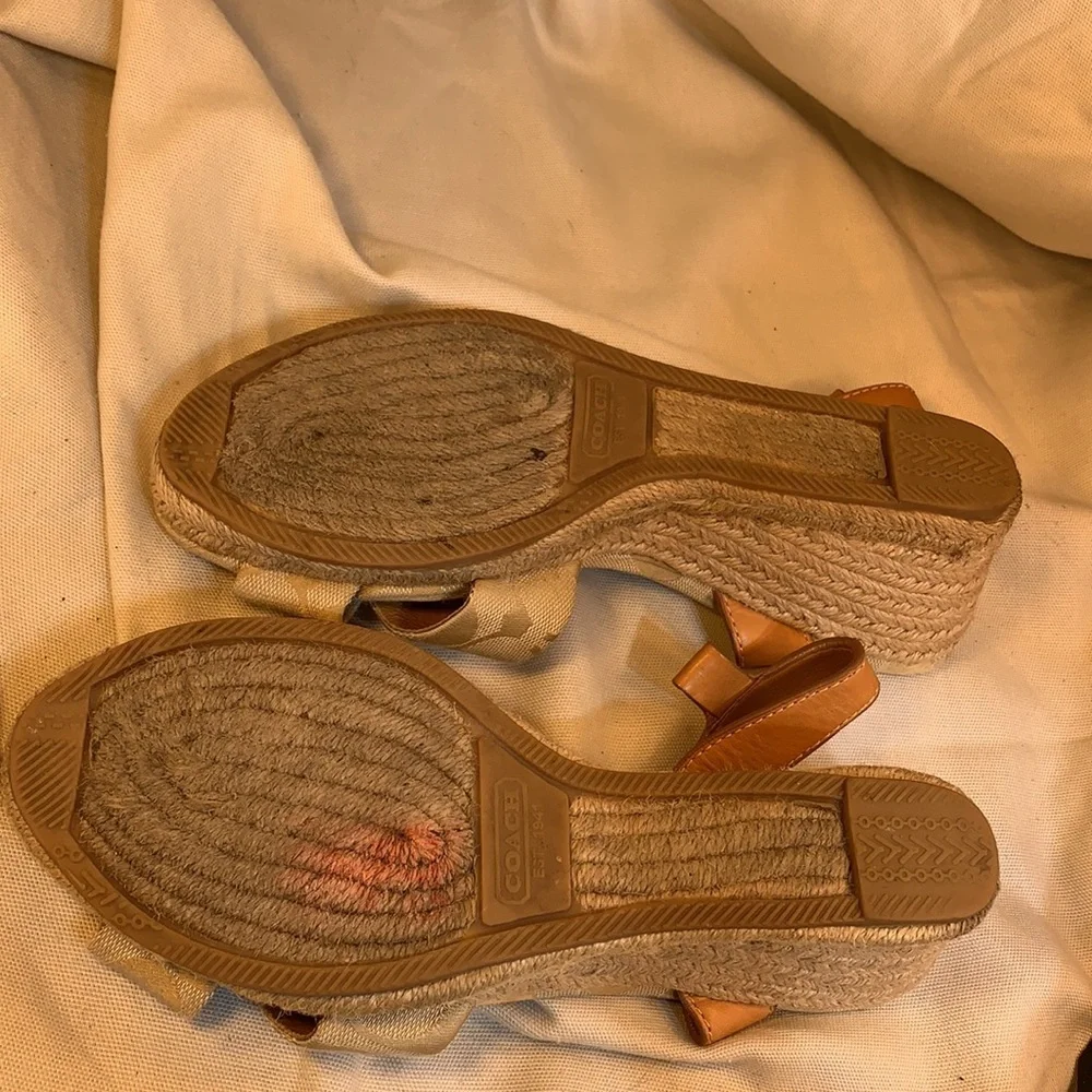 Coach leather detail espadrilles iconic logo wedge